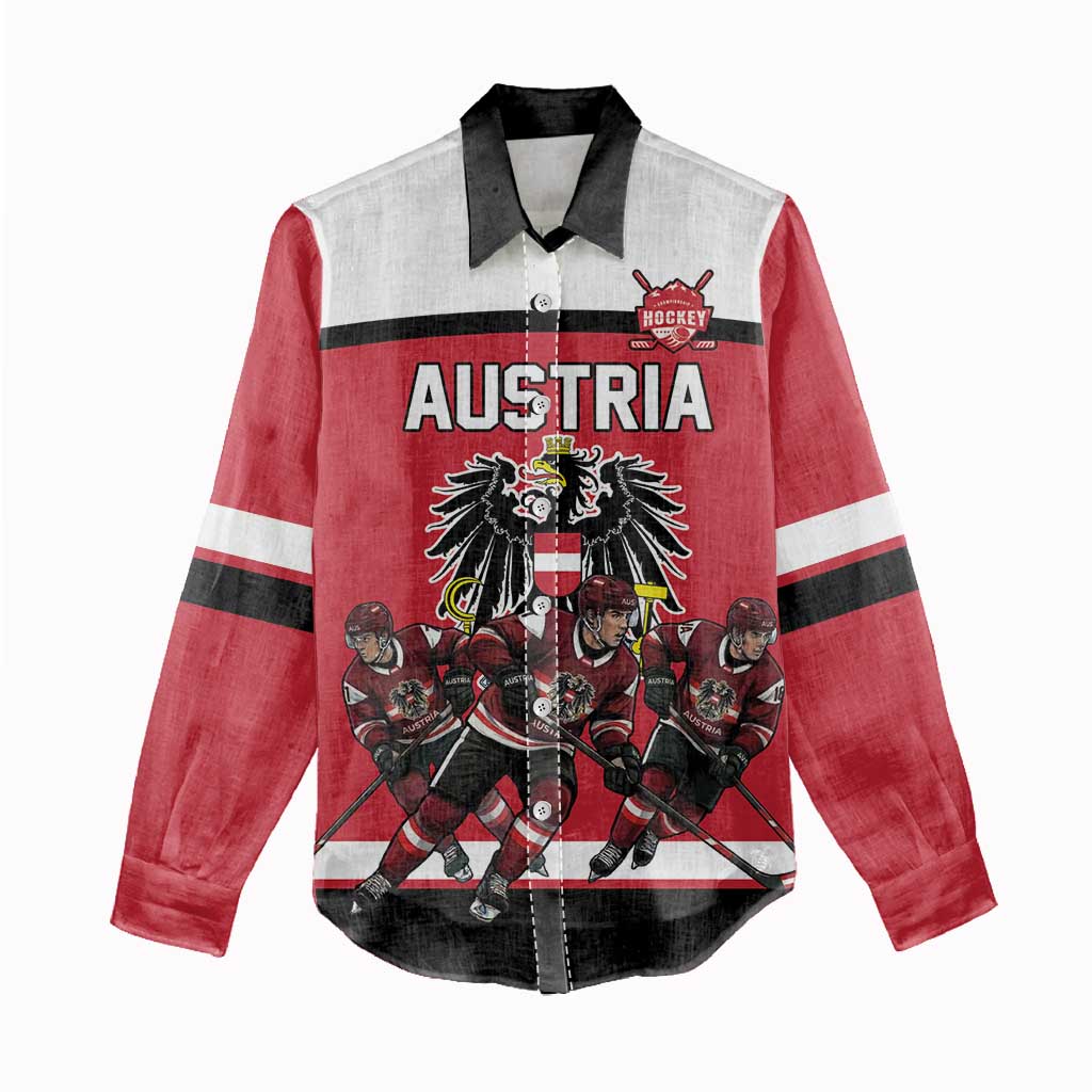 Austria Hockey Custom Women Casual Shirt Austrian Eagle Pride