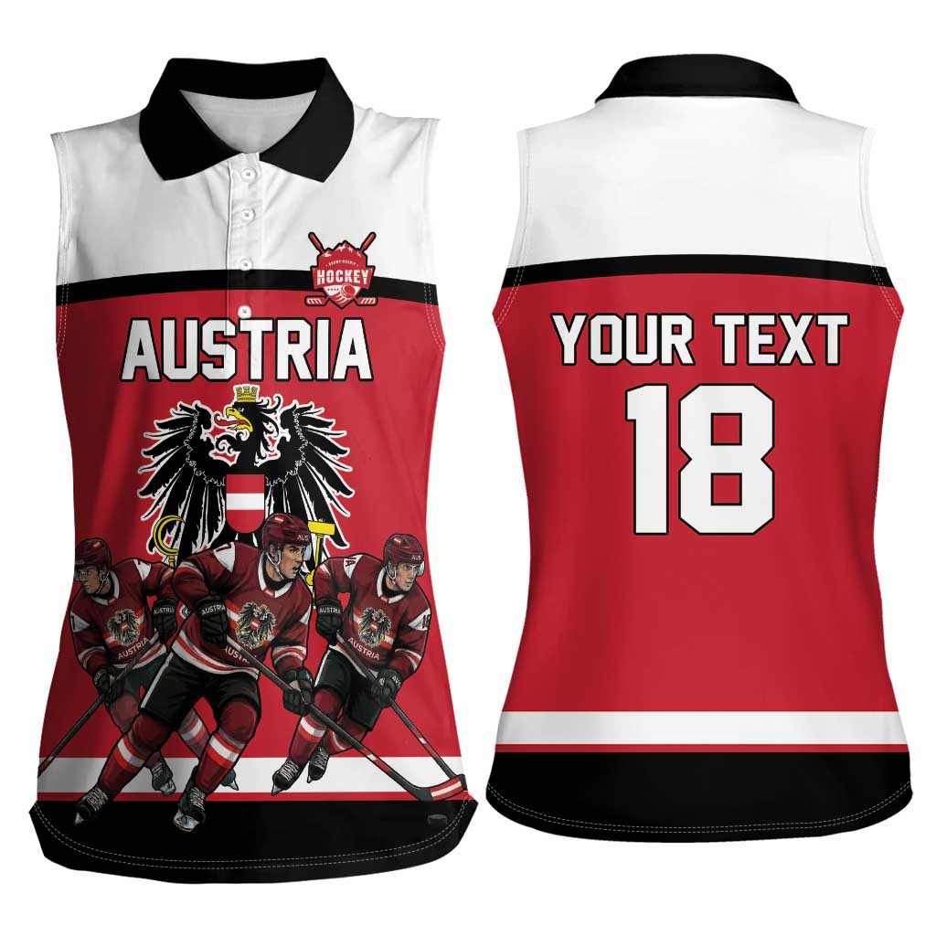 Austria Hockey Custom Women Sleeveless Polo Shirt Austrian Eagle Pride