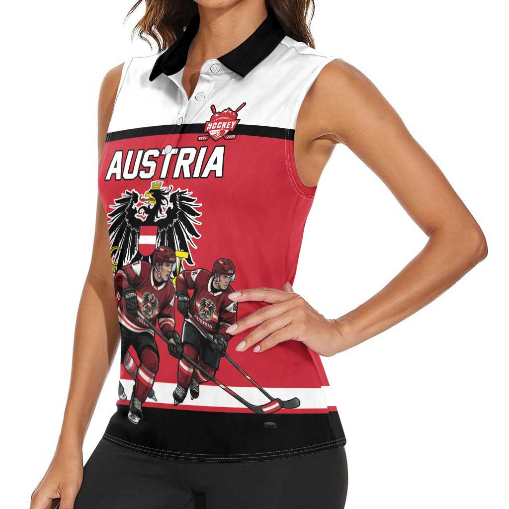 Austria Hockey Custom Women Sleeveless Polo Shirt Austrian Eagle Pride