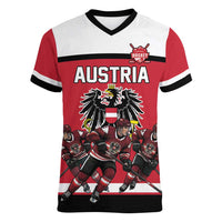 Austria Hockey Custom Women V-Neck T-Shirt Austrian Eagle Pride