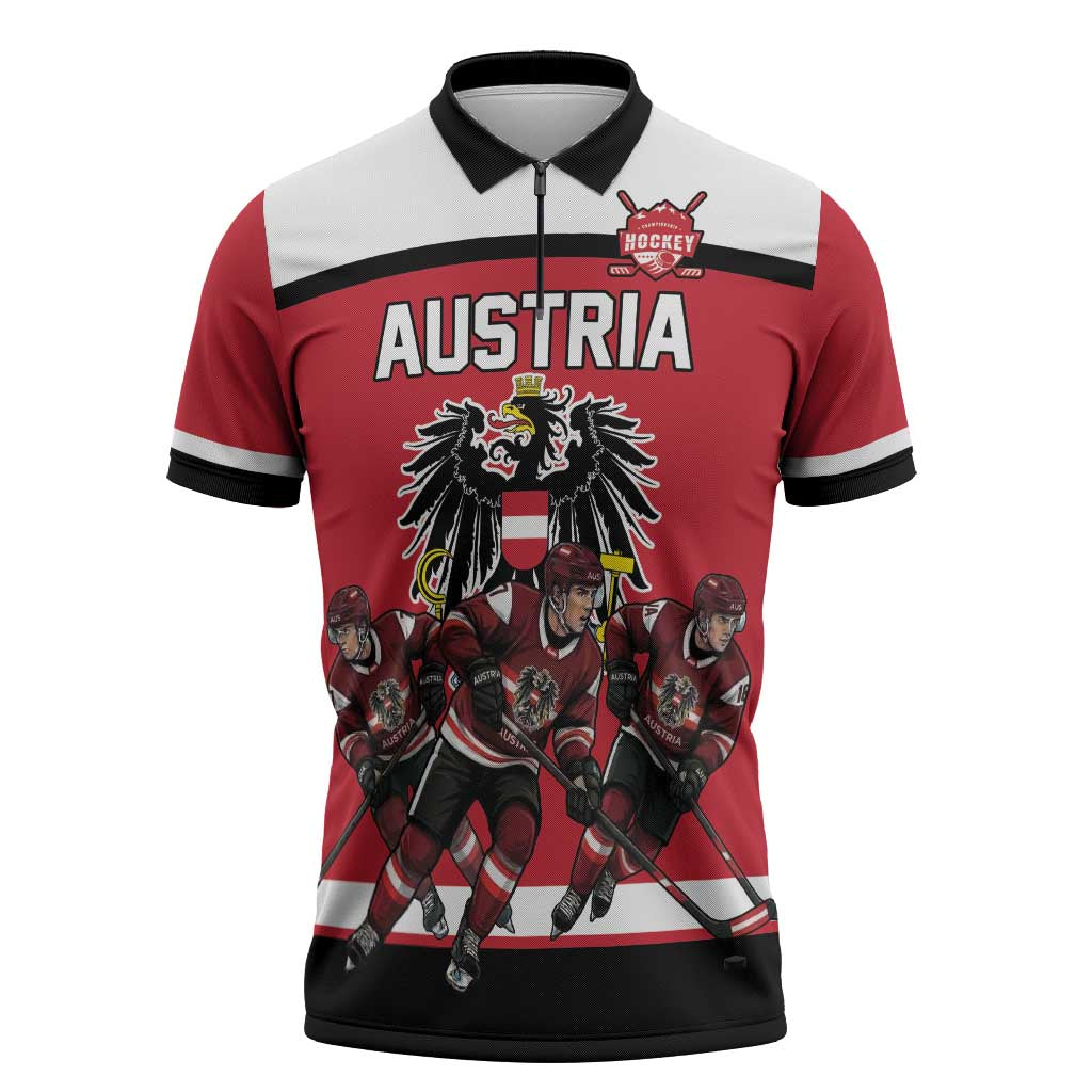 Austria Hockey Custom Zipper Polo Shirt Austrian Eagle Pride