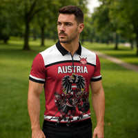 Austria Hockey Custom Zipper Polo Shirt Austrian Eagle Pride