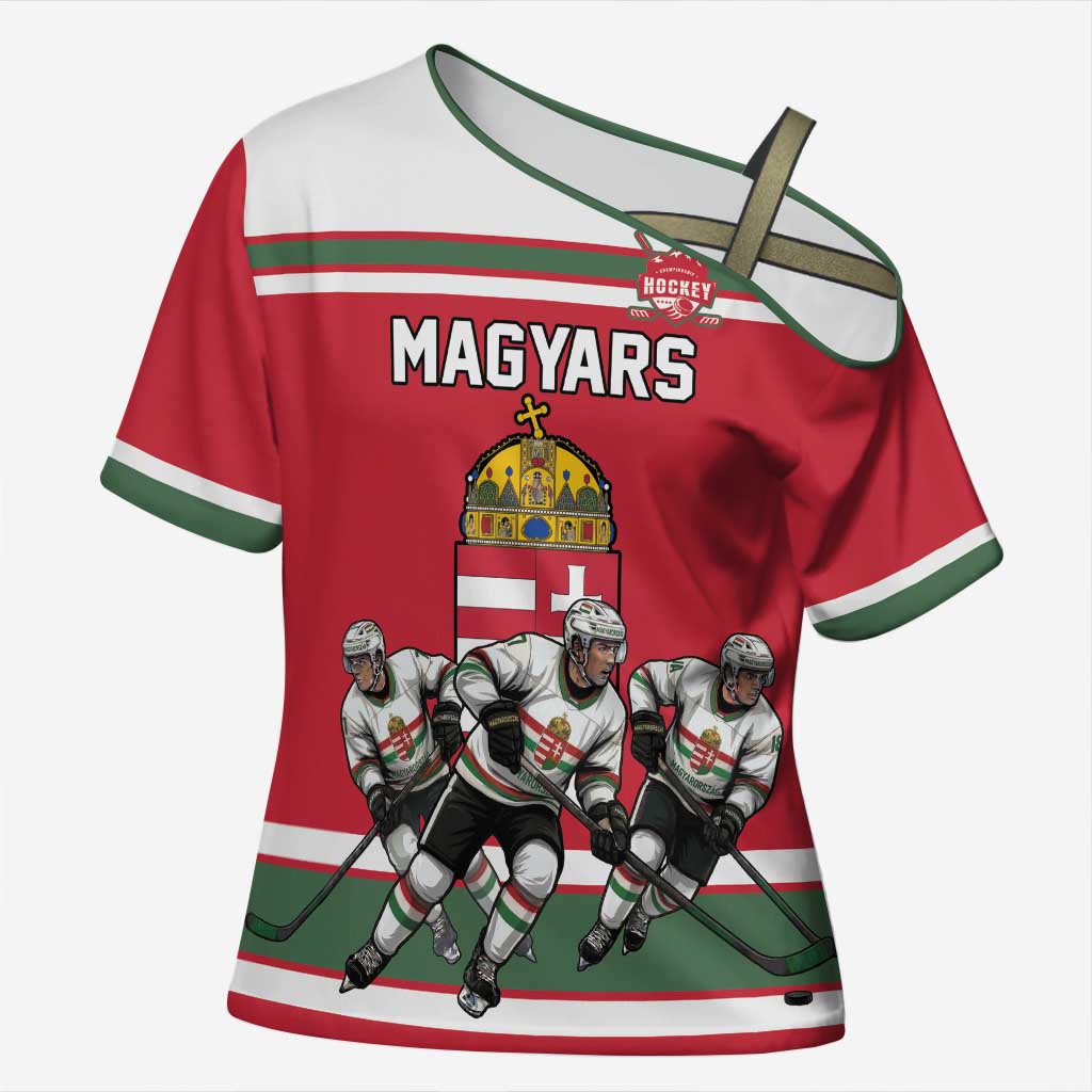 Hungary Hockey Custom Cross Shoulder Shirt Magyars Pride National Team