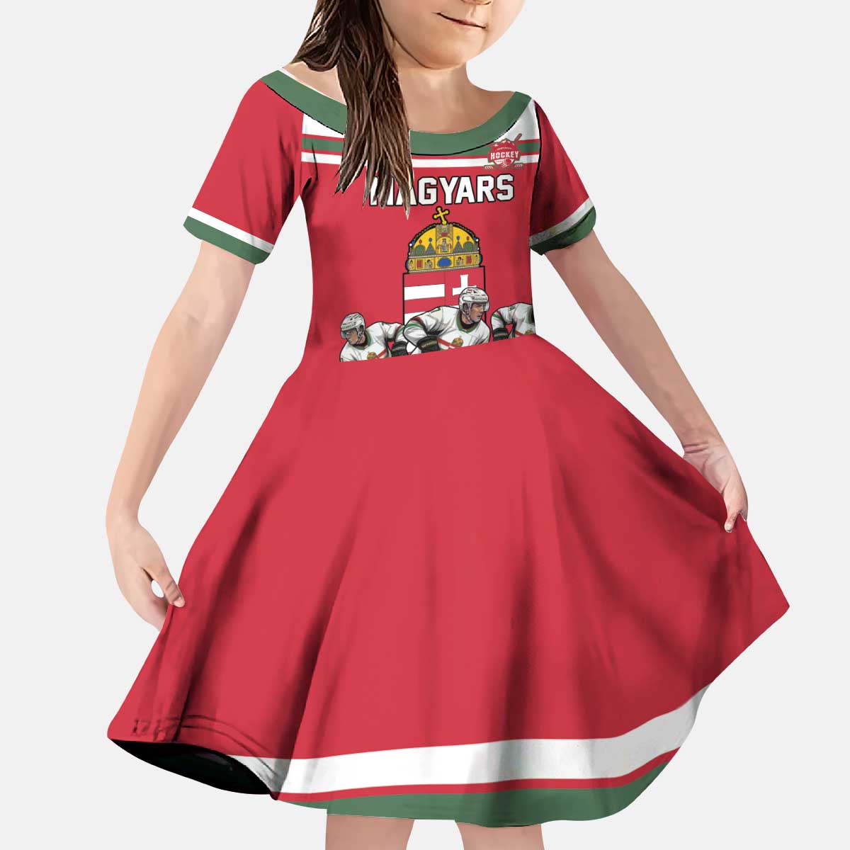 Hungary Hockey Custom Kid Short Sleeve Dress Magyars Pride National Team