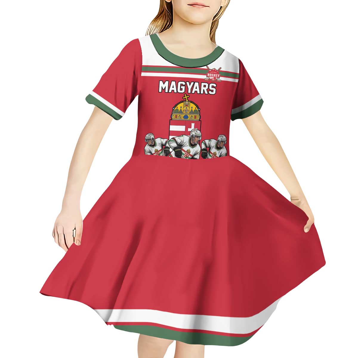 Hungary Hockey Custom Kid Short Sleeve Dress Magyars Pride National Team