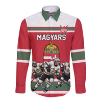 Hungary Hockey Custom Long Sleeve Button Shirt Magyars Pride National Team