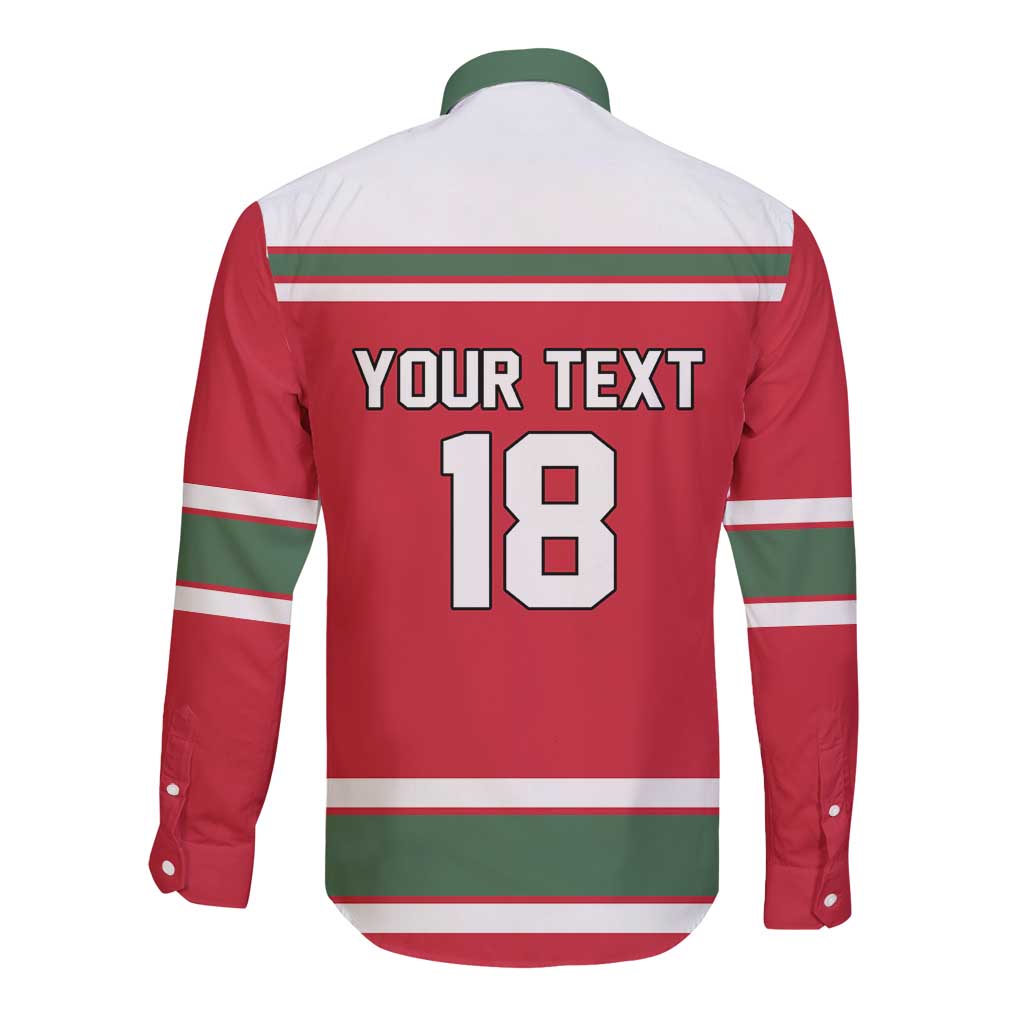 Hungary Hockey Custom Long Sleeve Button Shirt Magyars Pride National Team