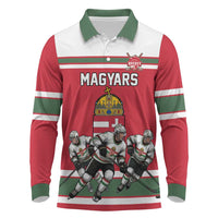 Hungary Hockey Custom Long Sleeve Polo Shirt Magyars Pride National Team
