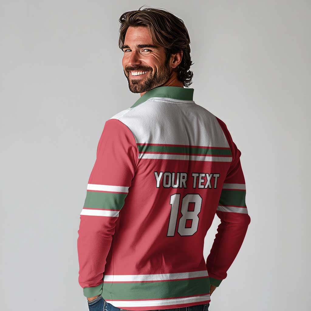 Hungary Hockey Custom Long Sleeve Polo Shirt Magyars Pride National Team
