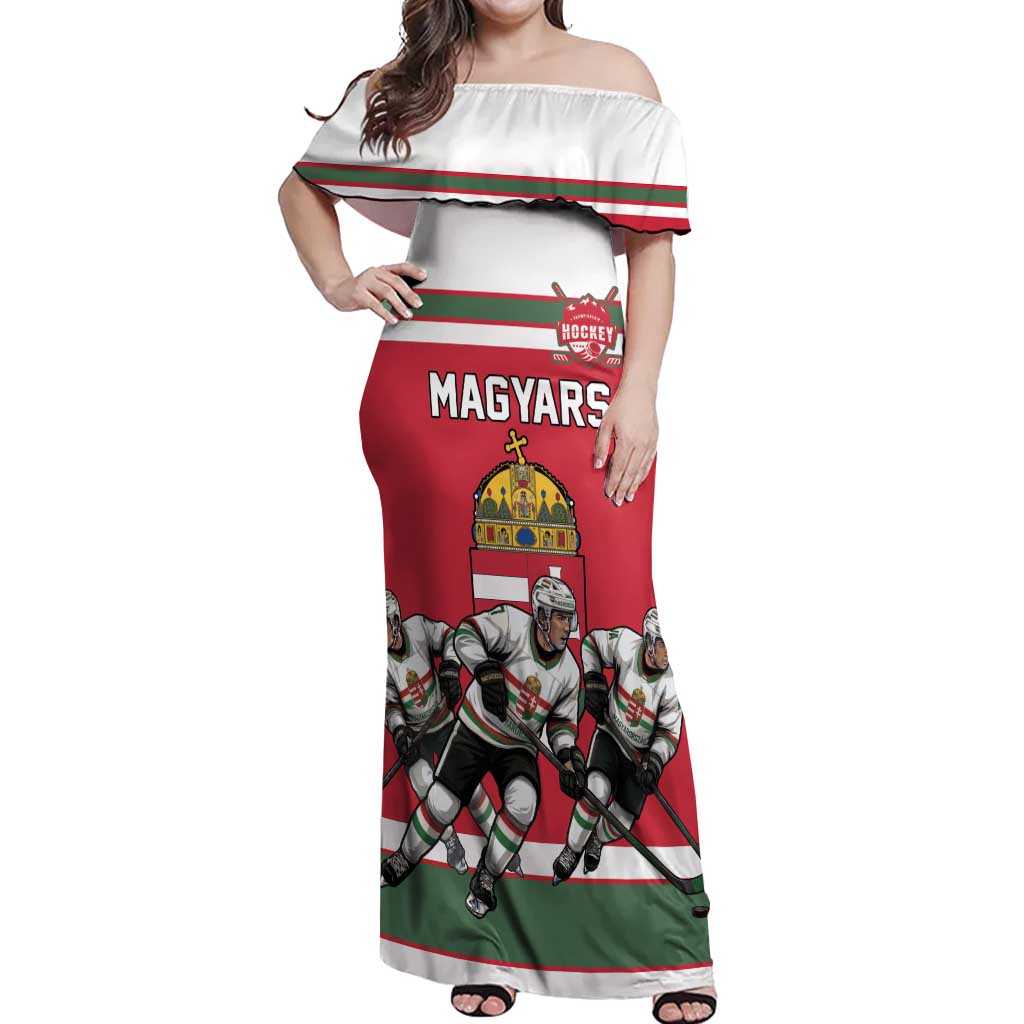 Hungary Hockey Custom Off Shoulder Maxi Dress Magyars Pride National Team