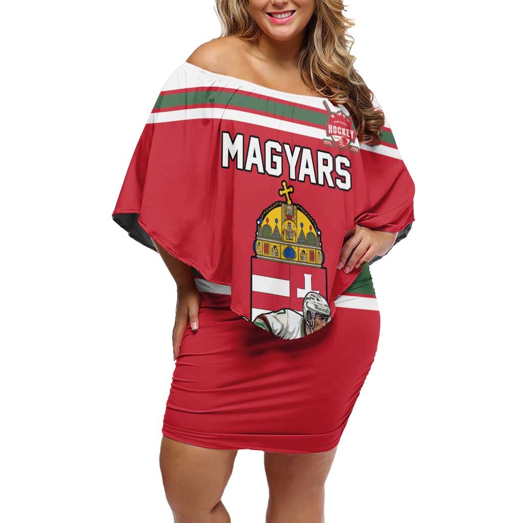Hungary Hockey Custom Off Shoulder Short Dress Magyars Pride National Team