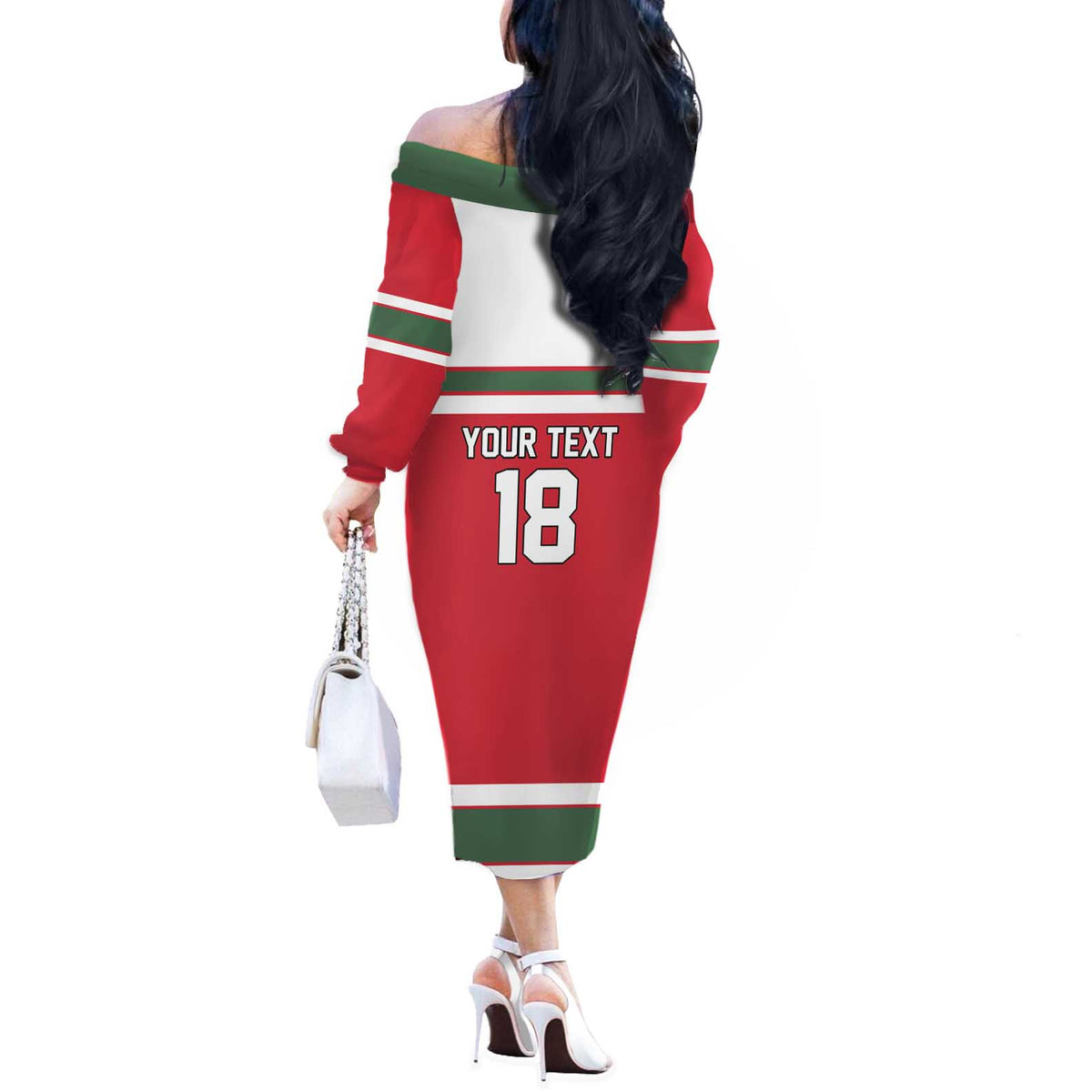 Hungary Hockey Custom Off The Shoulder Long Sleeve Dress Magyars Pride National Team