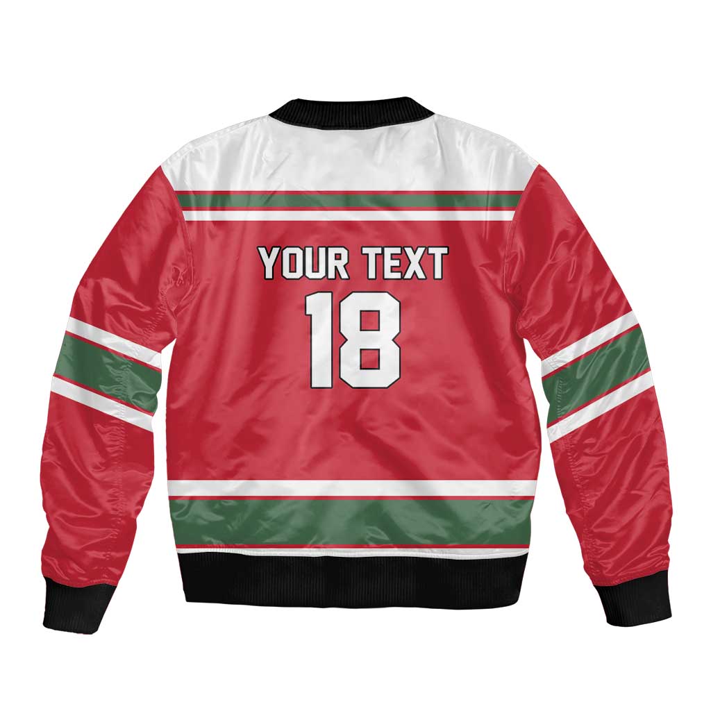 Hungary Hockey Custom Sleeve Zip Bomber Jacket Magyars Pride National Team