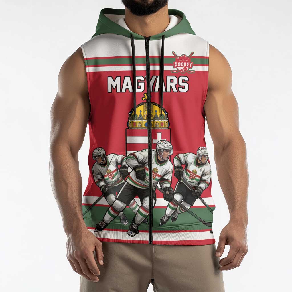 Hungary Hockey Custom Sleeveless Zip Hoodie Magyars Pride National Team