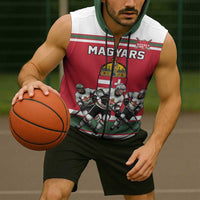 Hungary Hockey Custom Sleeveless Zip Hoodie Magyars Pride National Team
