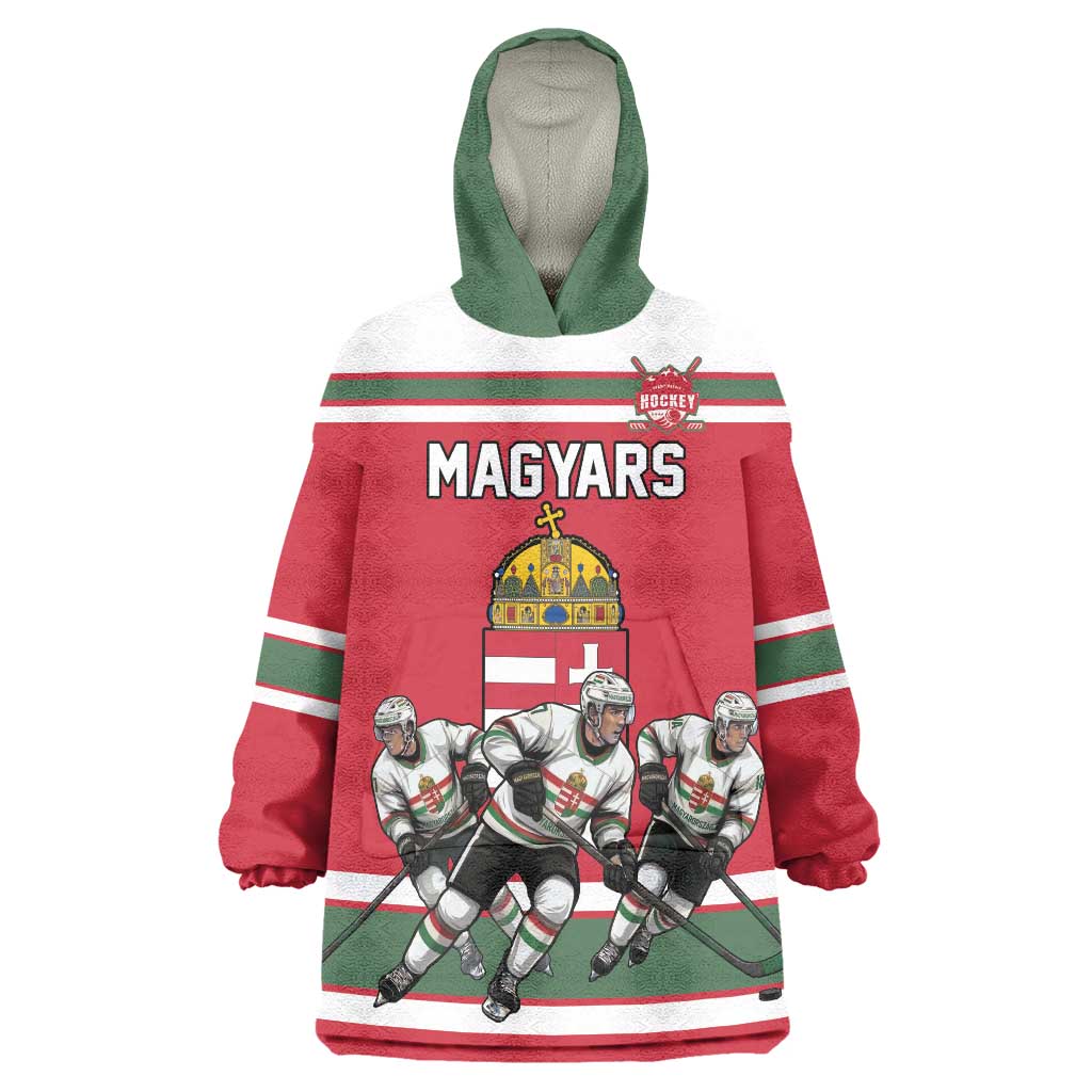 Hungary Hockey Custom Wearable Blanket Hoodie Magyars Pride National Team