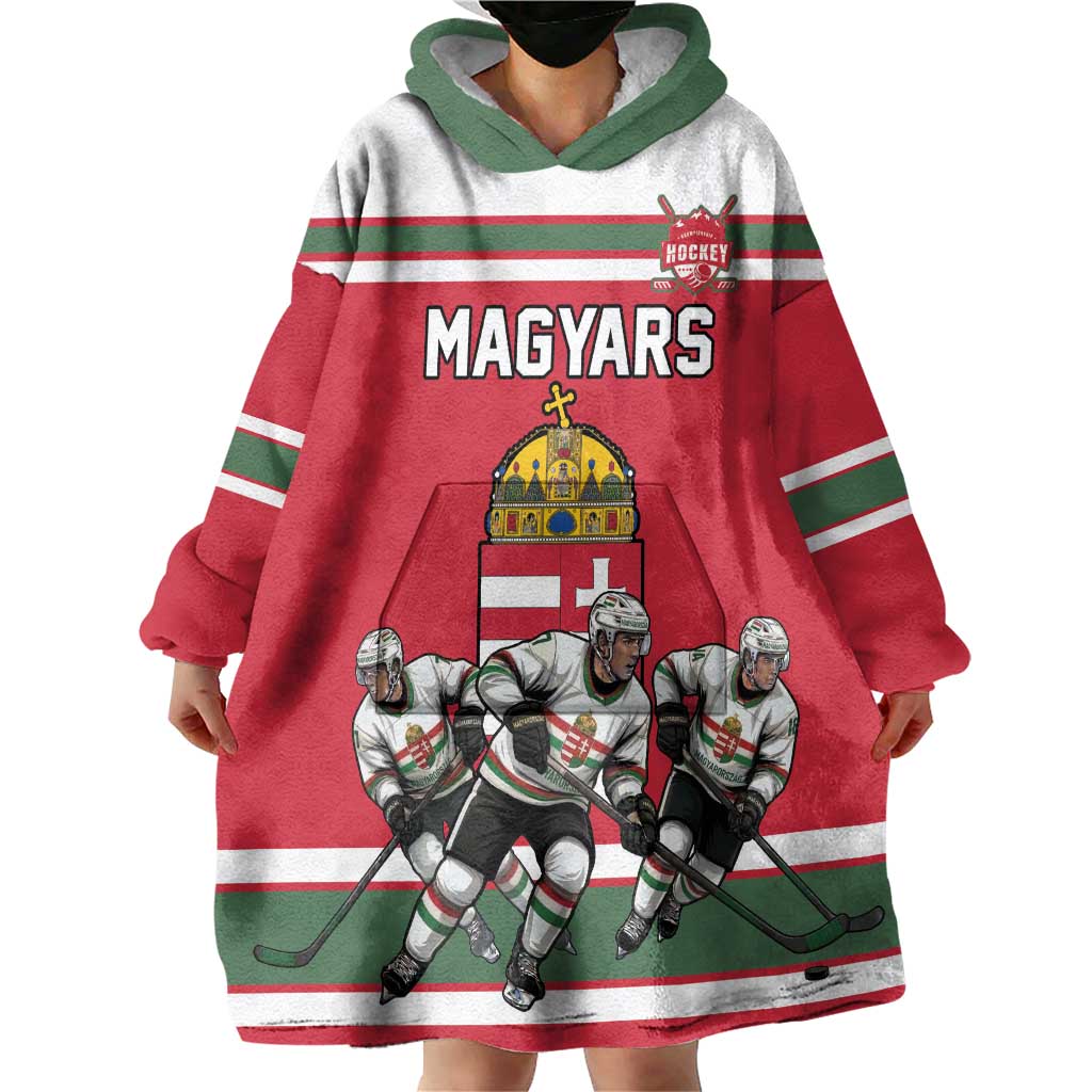 Hungary Hockey Custom Wearable Blanket Hoodie Magyars Pride National Team