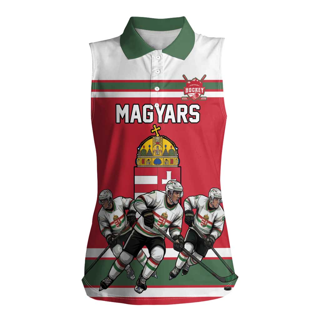 Hungary Hockey Custom Women Sleeveless Polo Shirt Magyars Pride National Team