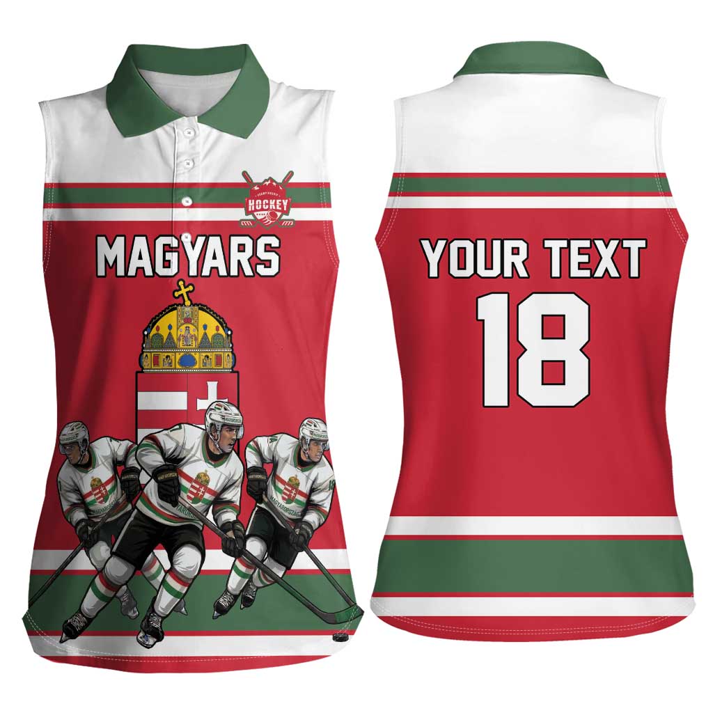 Hungary Hockey Custom Women Sleeveless Polo Shirt Magyars Pride National Team