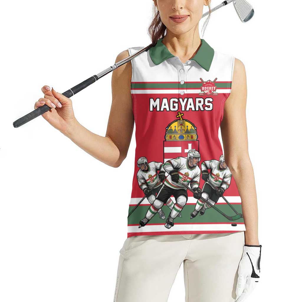 Hungary Hockey Custom Women Sleeveless Polo Shirt Magyars Pride National Team