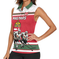 Hungary Hockey Custom Women Sleeveless Polo Shirt Magyars Pride National Team