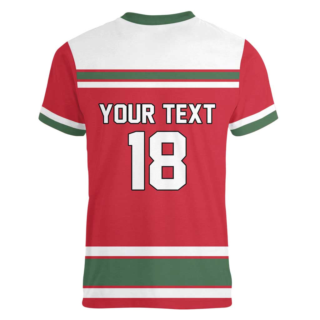 Hungary Hockey Custom Women V-Neck T-Shirt Magyars Pride National Team