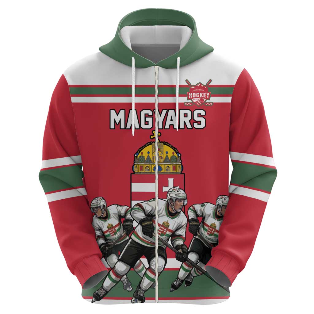 Hungary Hockey Custom Zip Hoodie Magyars Pride National Team