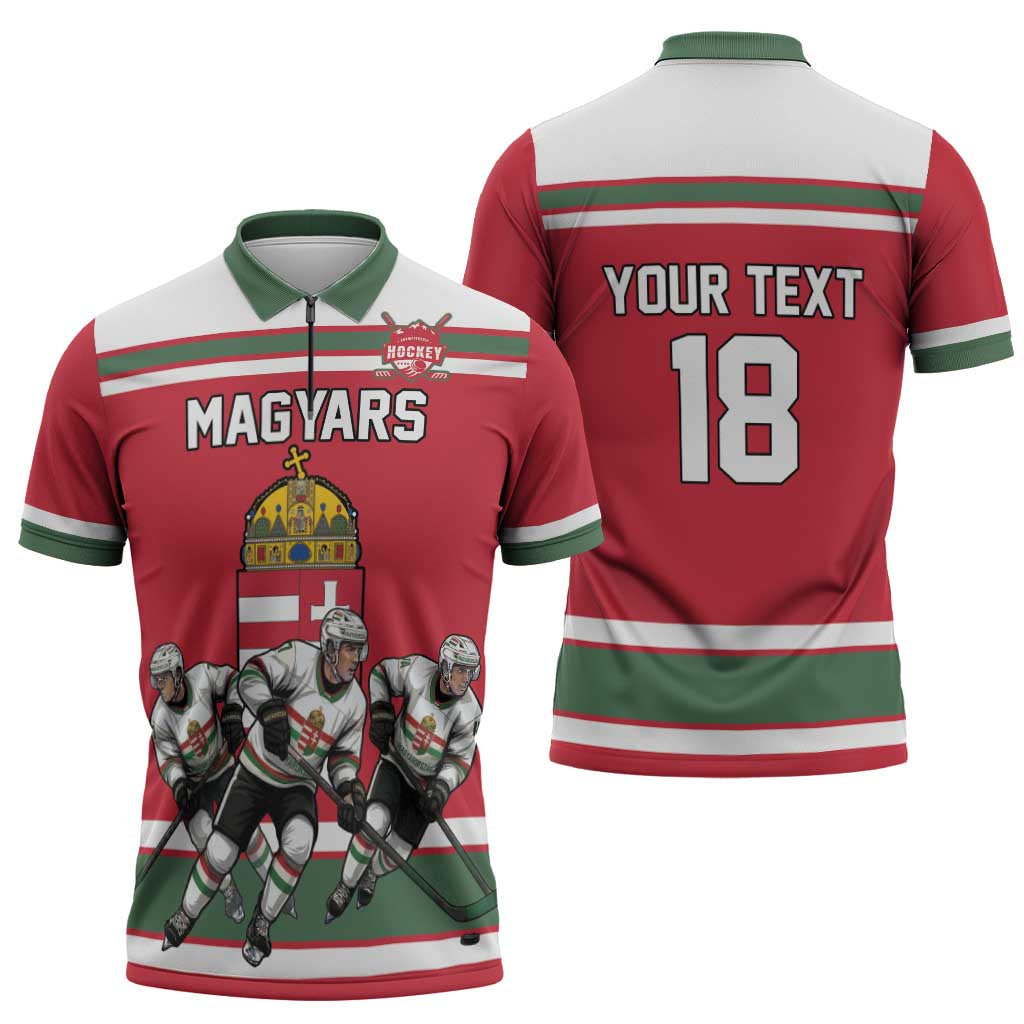 Hungary Hockey Custom Zipper Polo Shirt Magyars Pride National Team