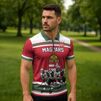 Hungary Hockey Custom Zipper Polo Shirt Magyars Pride National Team