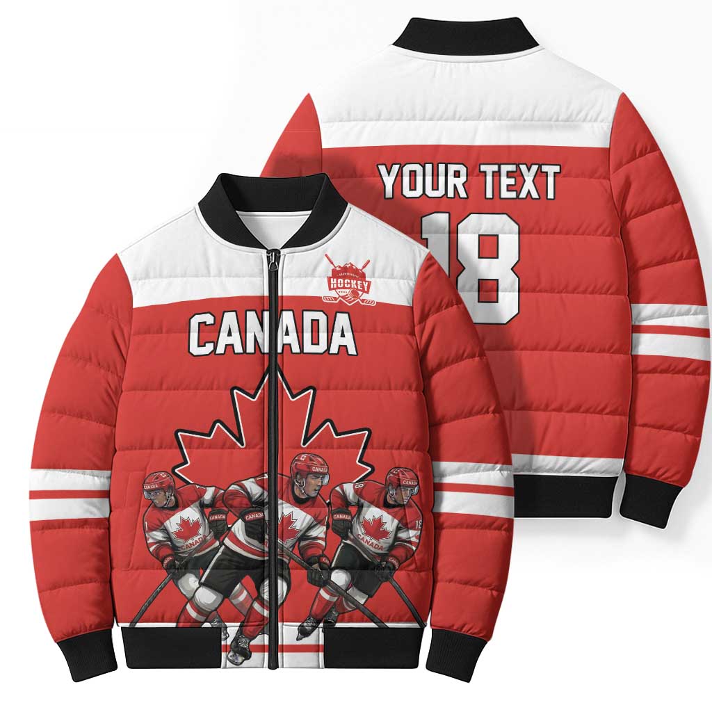 Canada Hockey Custom Bomber Puffer Jacket Maple Leaf Northern Pride