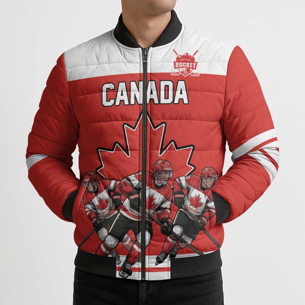 Canada Hockey Custom Bomber Puffer Jacket Maple Leaf Northern Pride