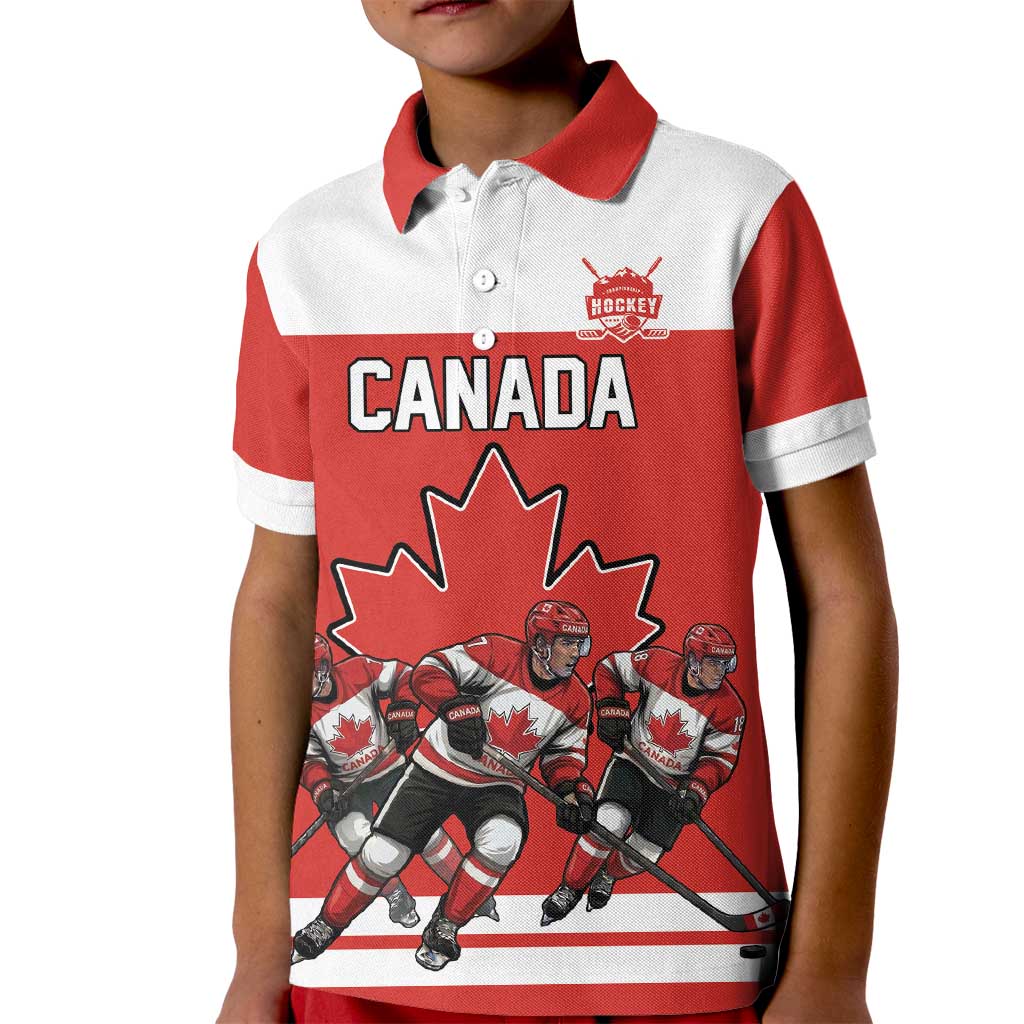 Canada Hockey Custom Kid Polo Shirt Maple Leaf Northern Pride