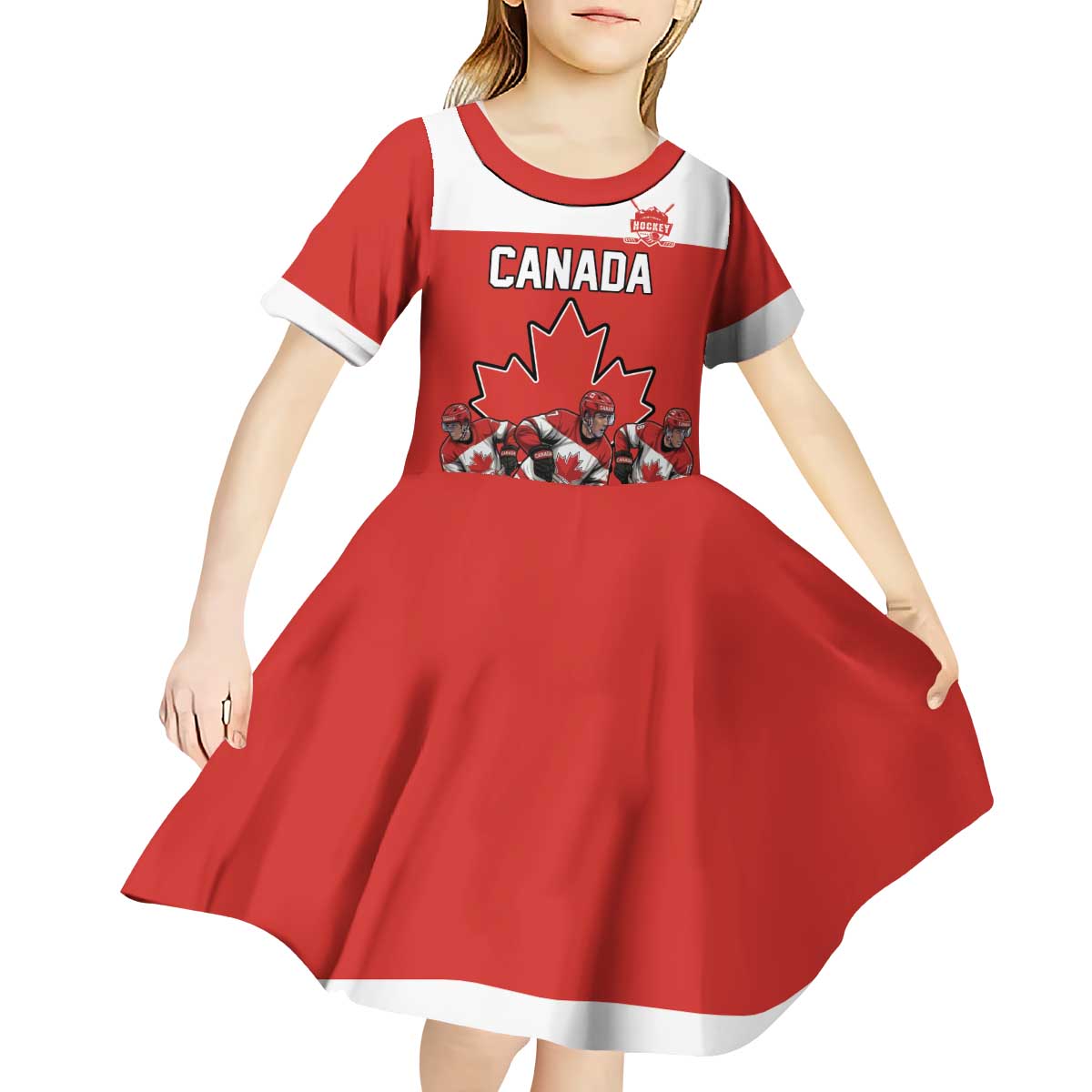 Canada Hockey Custom Kid Short Sleeve Dress Maple Leaf Northern Pride