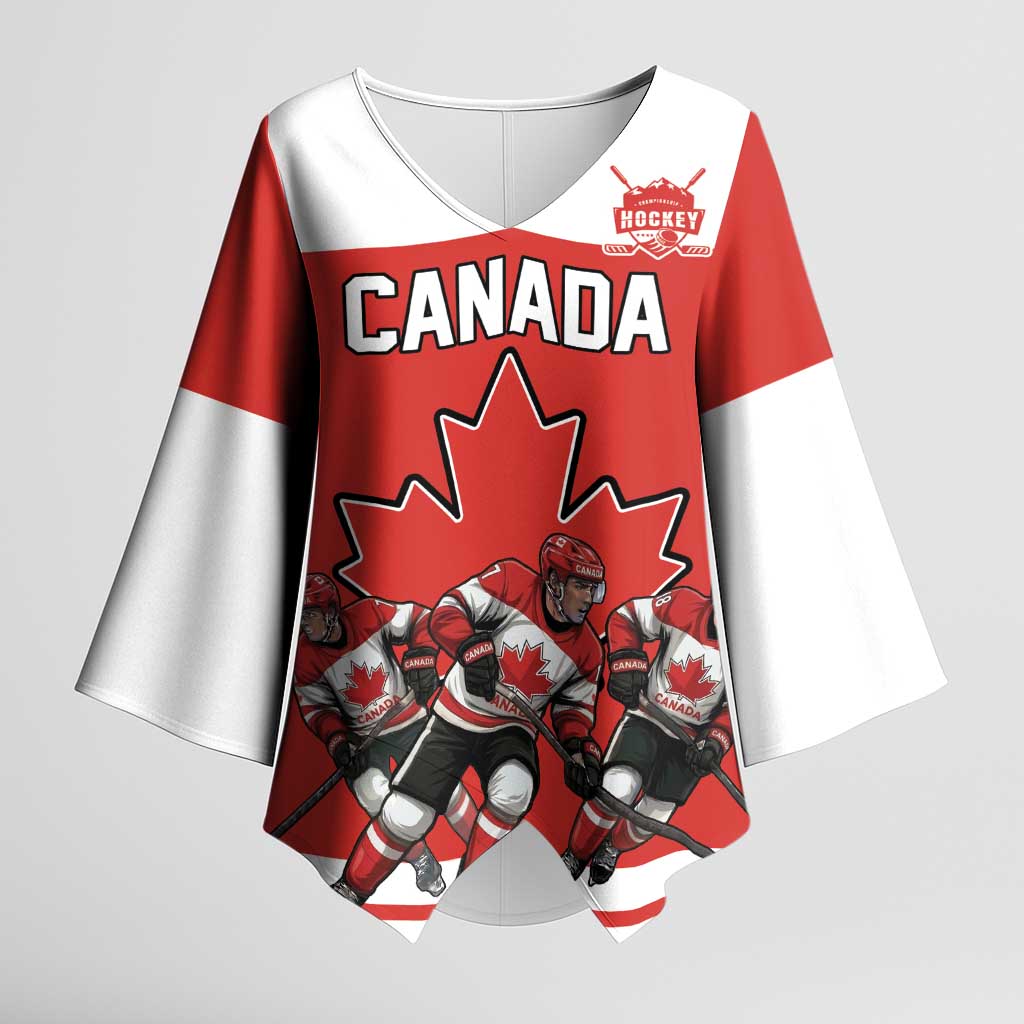 Canada Hockey Custom Kimono Sleeve Blouse Maple Leaf Northern Pride
