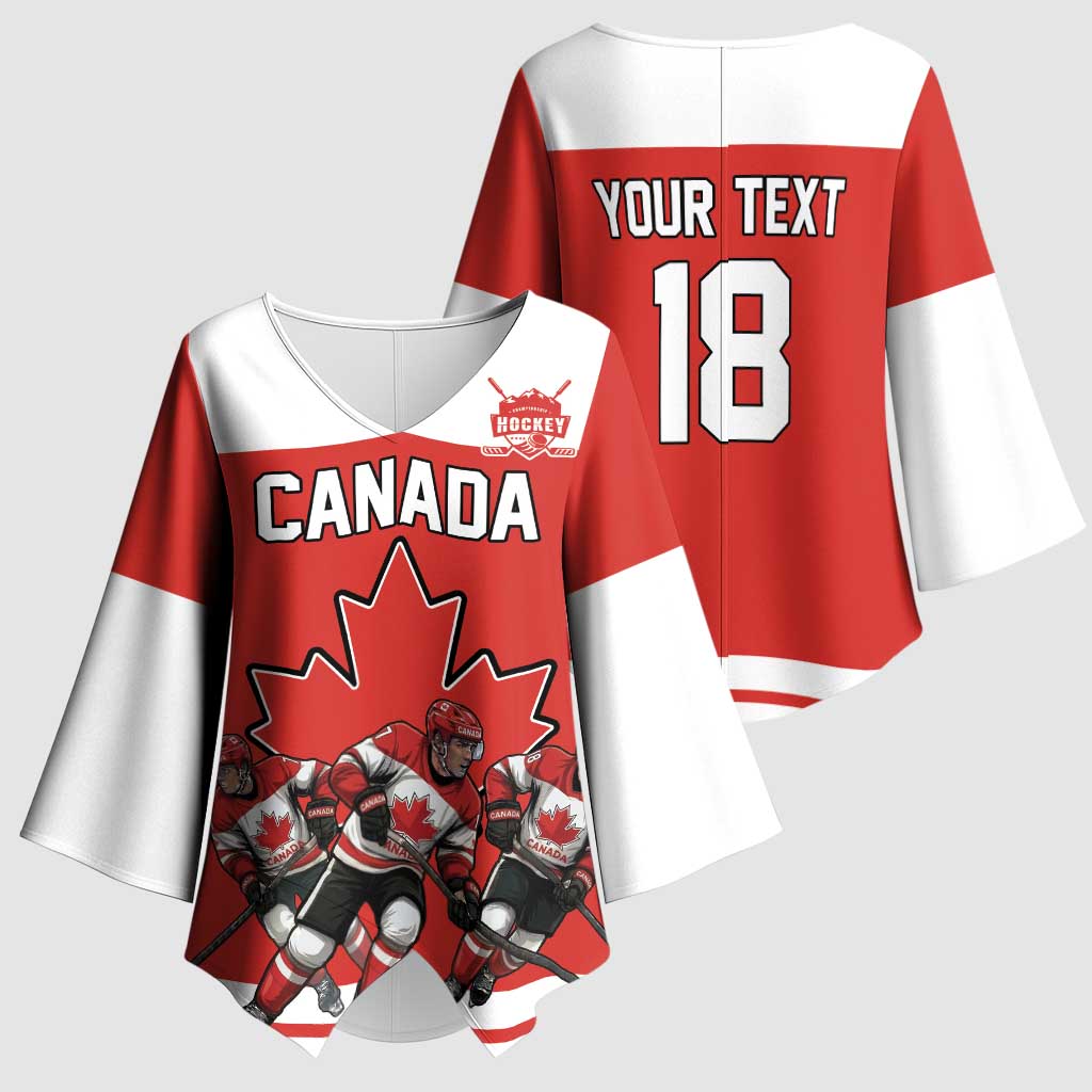 Canada Hockey Custom Kimono Sleeve Blouse Maple Leaf Northern Pride