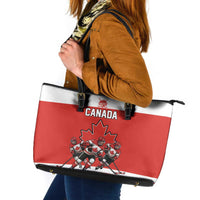 Canada Hockey Leather Tote Bag Maple Leaf Northern Pride