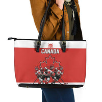 Canada Hockey Leather Tote Bag Maple Leaf Northern Pride