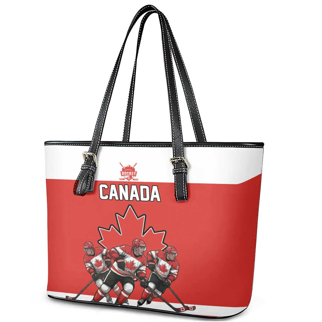 Canada Hockey Leather Tote Bag Maple Leaf Northern Pride