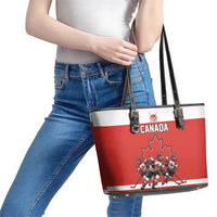 Canada Hockey Leather Tote Bag Maple Leaf Northern Pride