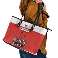Canada Hockey Leather Tote Bag Maple Leaf Northern Pride