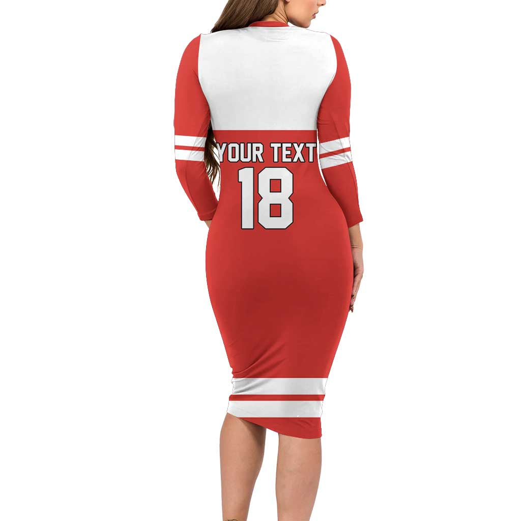 Canada Hockey Custom Long Sleeve Bodycon Dress Maple Leaf Northern Pride