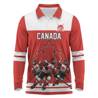 Canada Hockey Custom Long Sleeve Polo Shirt Maple Leaf Northern Pride