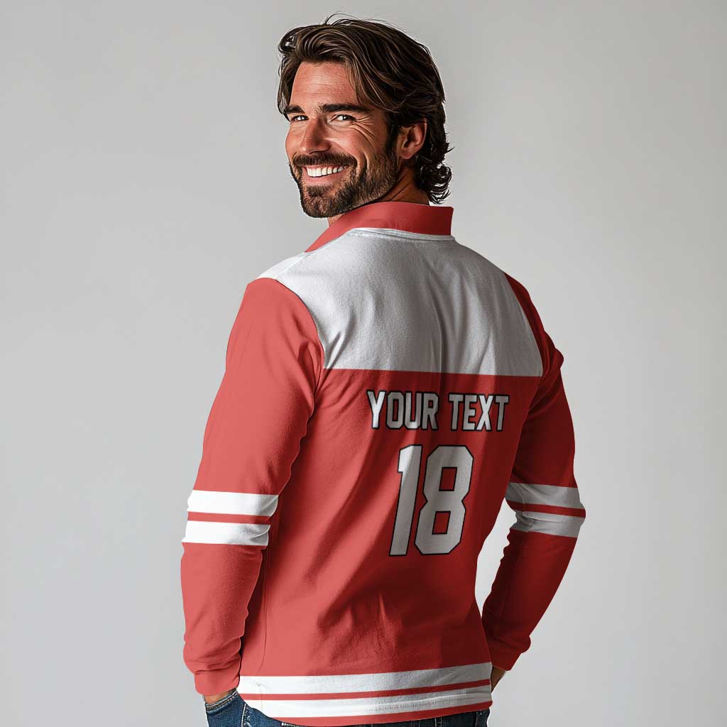 Canada Hockey Custom Long Sleeve Polo Shirt Maple Leaf Northern Pride