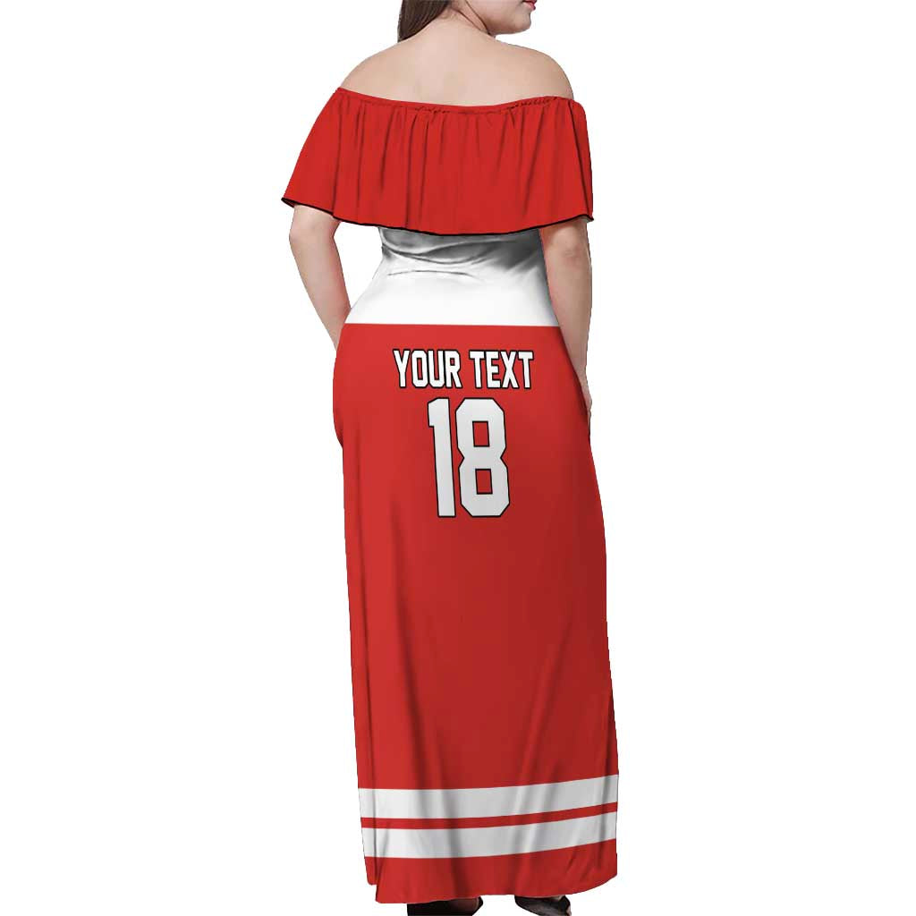 Canada Hockey Custom Off Shoulder Maxi Dress Maple Leaf Northern Pride