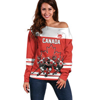 Canada Hockey Custom Off Shoulder Sweater Maple Leaf Northern Pride