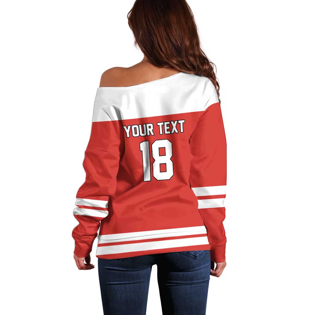 Canada Hockey Custom Off Shoulder Sweater Maple Leaf Northern Pride
