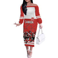 Canada Hockey Custom Off The Shoulder Long Sleeve Dress Maple Leaf Northern Pride