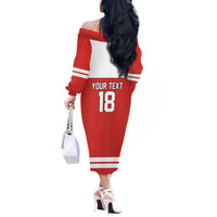 Canada Hockey Custom Off The Shoulder Long Sleeve Dress Maple Leaf Northern Pride