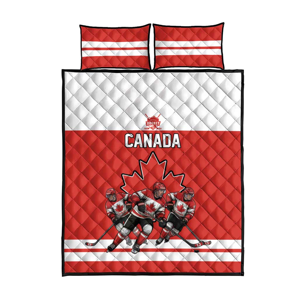Canada Hockey Quilt Bed Set Maple Leaf Northern Pride