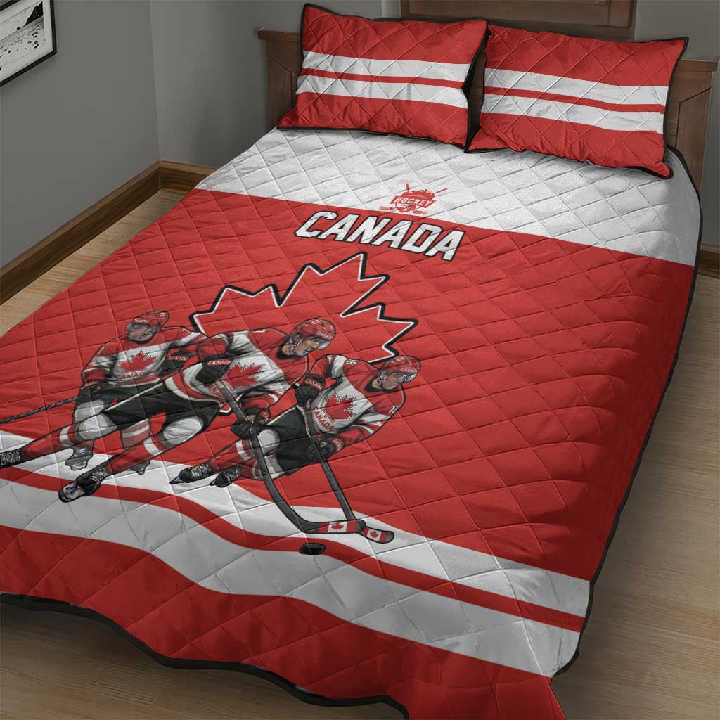 Canada Hockey Quilt Bed Set Maple Leaf Northern Pride